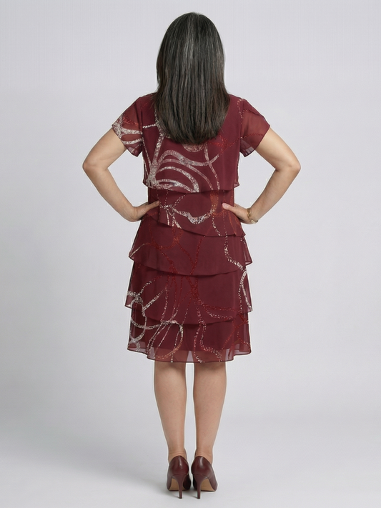 Ella | Composed Abstract Knee Length Dress