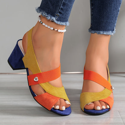 Linda | Women's Open Toe Block Heel Pumps