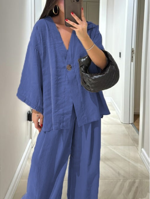 Jenifer V-Neck Top & Pants Set