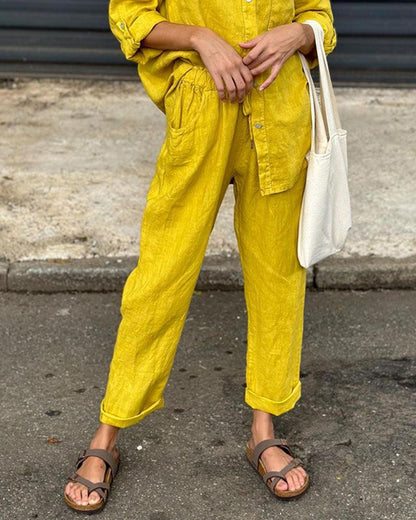 Ivana V-Neck Shirt & Pants Set