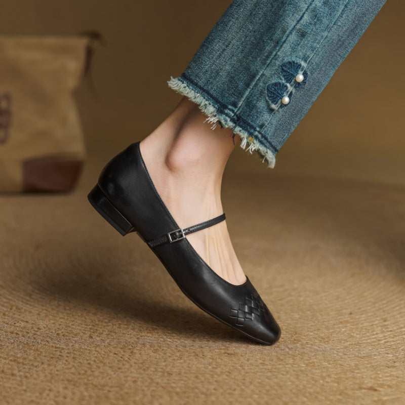 Velin Genuine Leather Mary Jane Flats