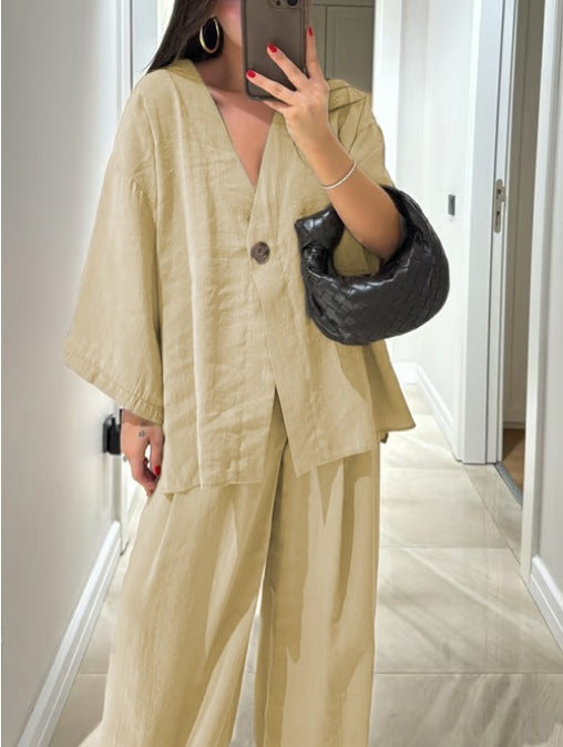 Jenifer V-Neck Top & Pants Set