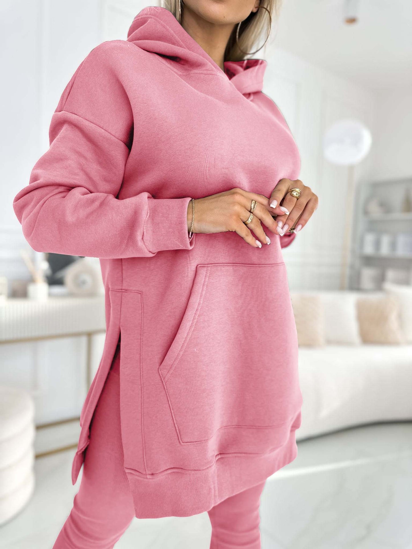 Francine Solid Color Hoodie and Lined Leggings Set