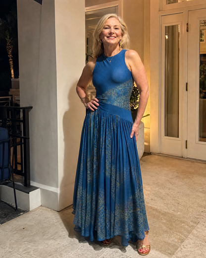Velisse | Sleeveless Printed Bodice And Flowing Maxi Skirt Set