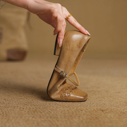 Velin Genuine Leather Mary Jane Flats