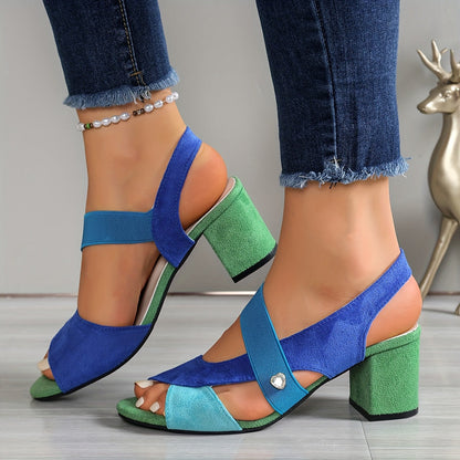 Linda | Women's Open Toe Block Heel Pumps