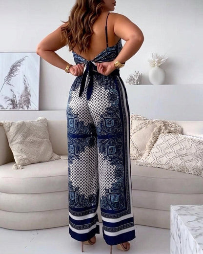 Helen | Vacation Ready Stylish Lace-Up Vest & Pants Two-Piece Set Dress