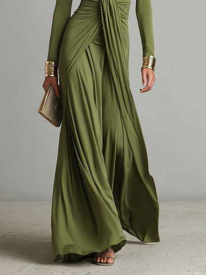 Valentina · Maxi dress with V-neck and ruffle details