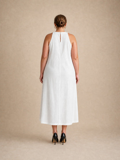Adele White Lace Midi Dress
