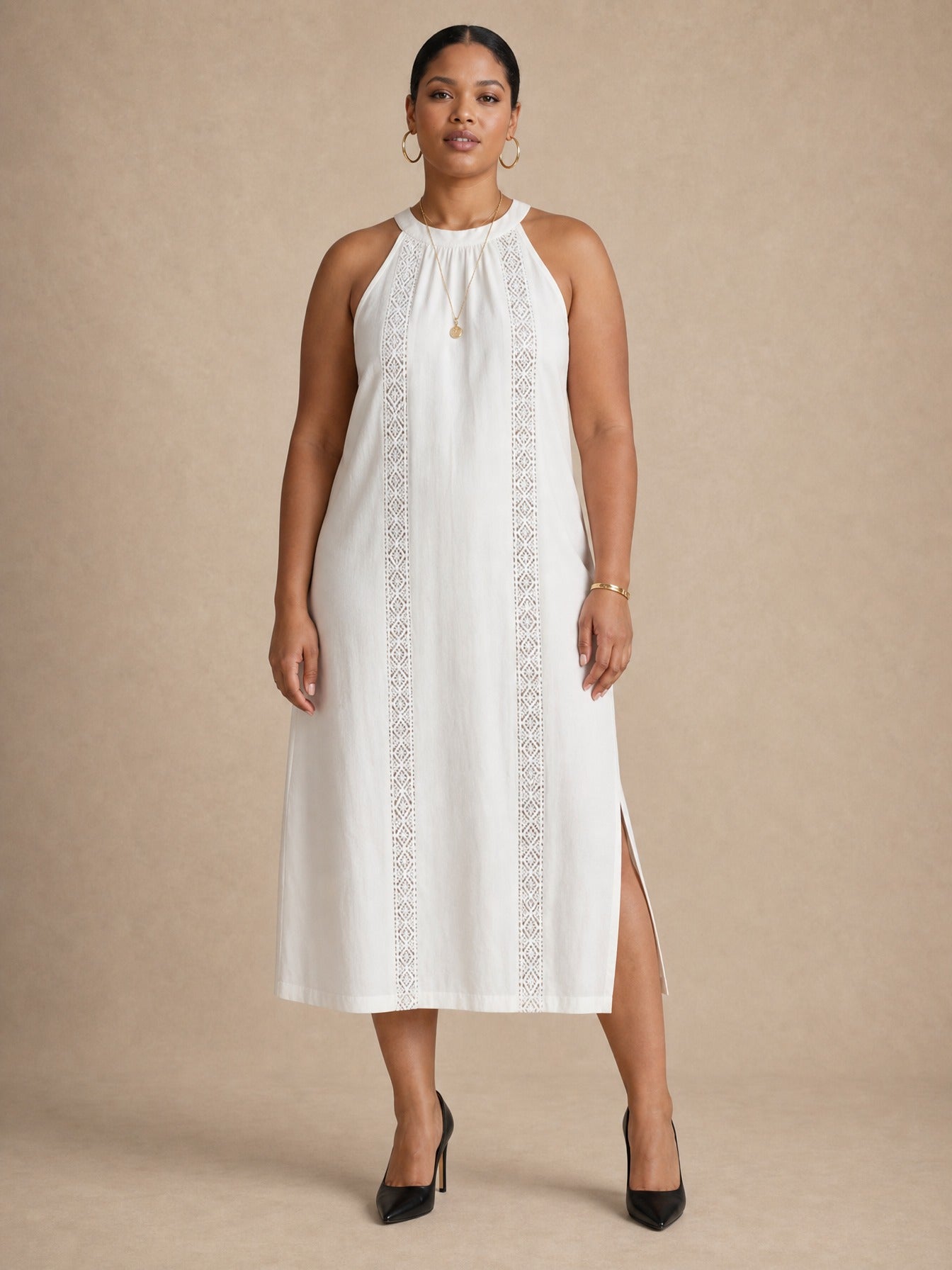 Adele White Lace Midi Dress