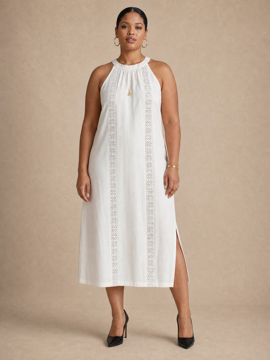 Adele White Lace Midi Dress