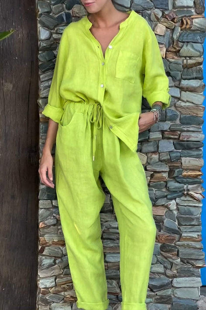 Ivana V-Neck Shirt & Pants Set