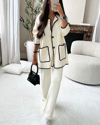 Emberly Edge Decorated Jacket Casual Pants Set