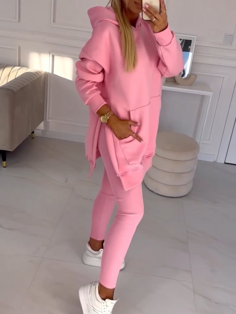 Francine Solid Color Hoodie and Lined Leggings Set