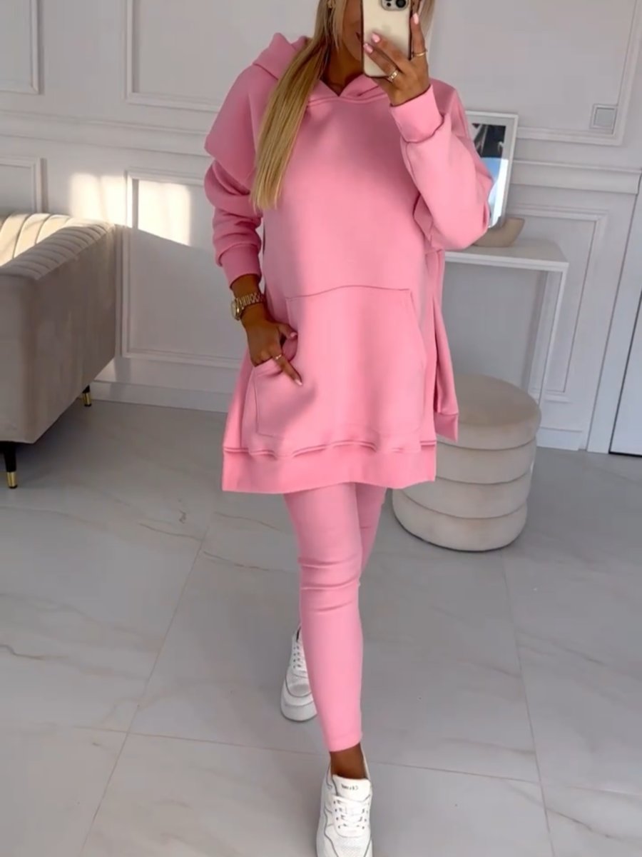 Francine Solid Color Hoodie and Lined Leggings Set