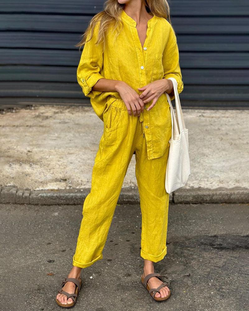 Ivana V-Neck Shirt & Pants Set