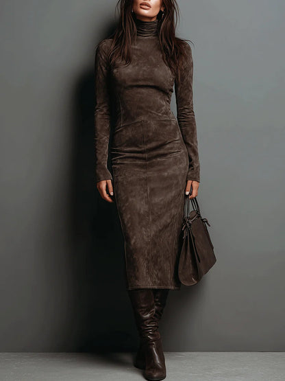 Lorena | Long Brown Midi Dress
