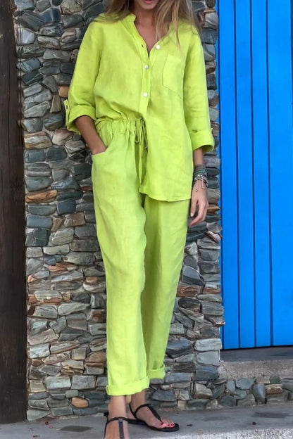 Ivana V-Neck Shirt & Pants Set