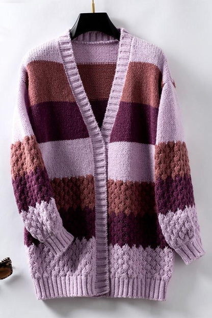 Oversized Knit Cardigan - Slouchy Open Front Knit Sweater