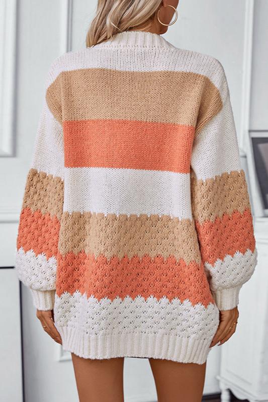 Oversized Knit Cardigan - Slouchy Open Front Knit Sweater