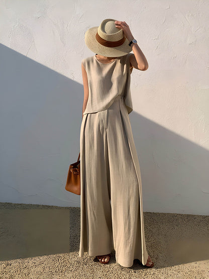Angela Linen Blend Casual Pants Set