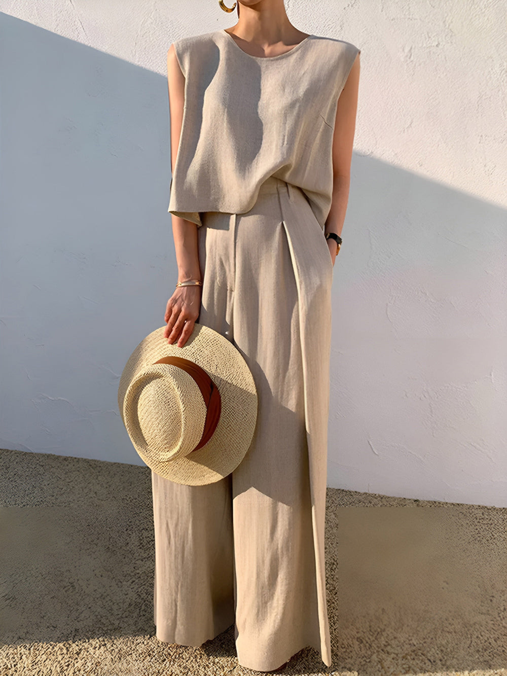 Angela Linen Blend Casual Pants Set