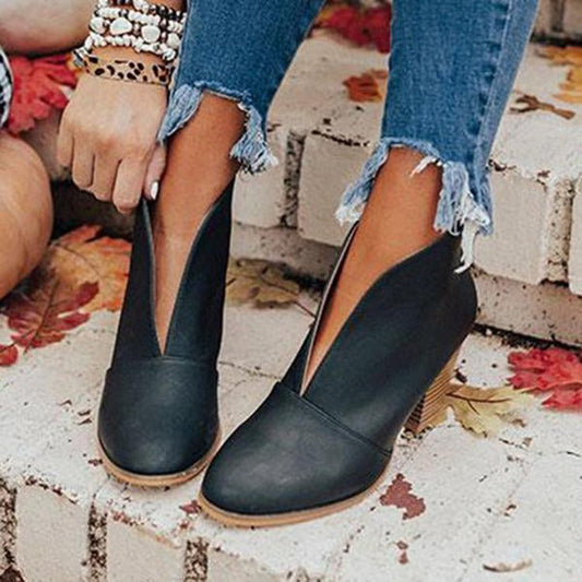 Almond Toe - Chunky Stacked Heel