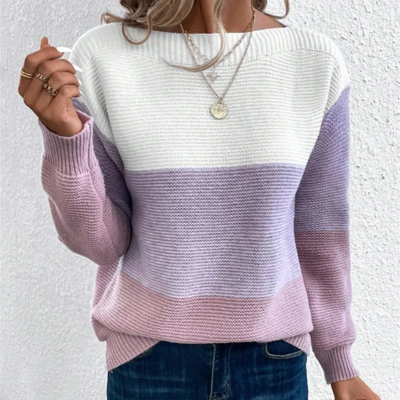 Carys | Colorblock Boat-Neck Sweater