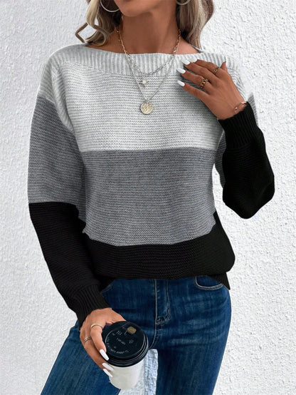 Carys | Colorblock Boat-Neck Sweater