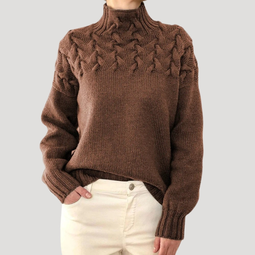 Denise | Cable Knit High-Neck Sweater