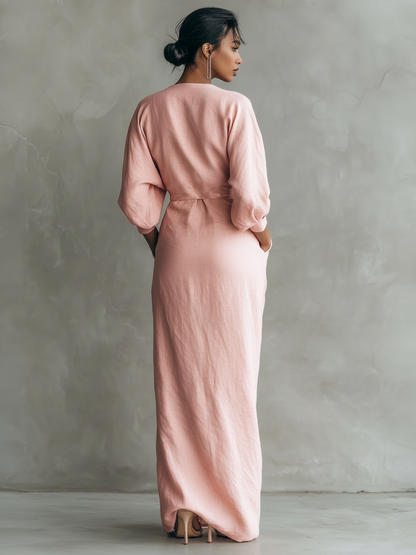 Minimalist Maxi Dress with V-Neck for Women