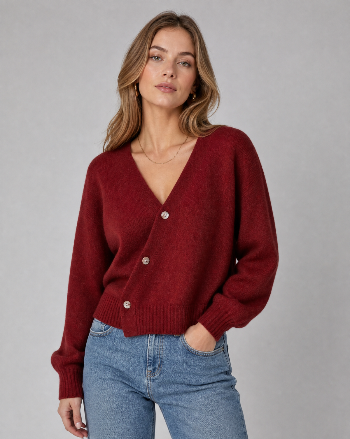 Estelle | Cross-Button V-Neck Cardigan