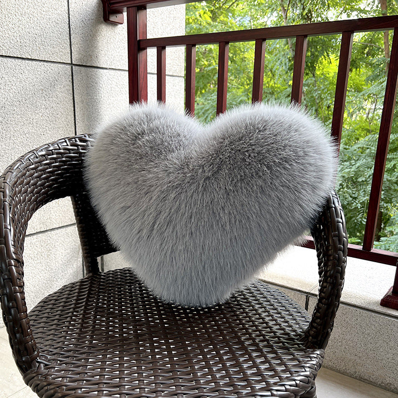 Fluffy Heart Plush Pillow