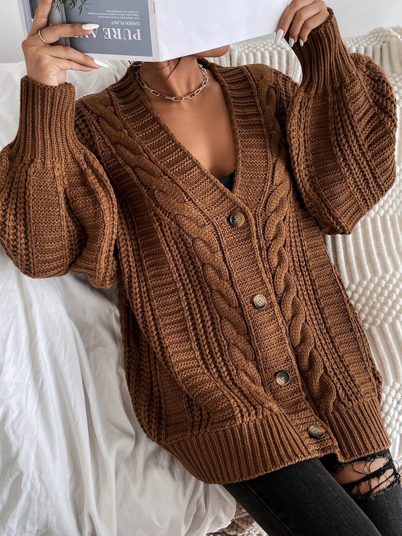 Oversized Cable Knit Cardigan