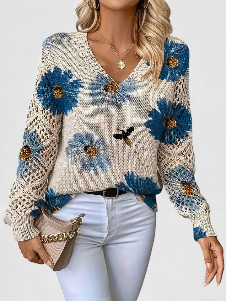 Kathleen | Floral Openwork Sweater