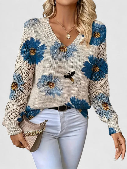 Kathleen | Floral Openwork Sweater