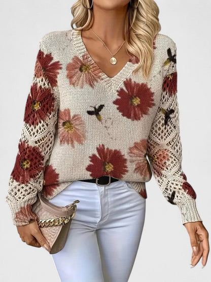 Kathleen | Floral Openwork Sweater