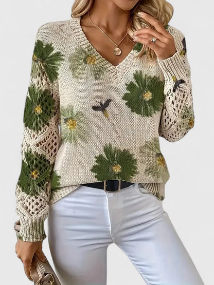 Kathleen | Floral Openwork Sweater