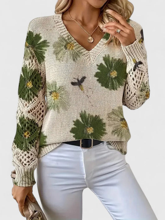 Kathleen | Floral Openwork Sweater