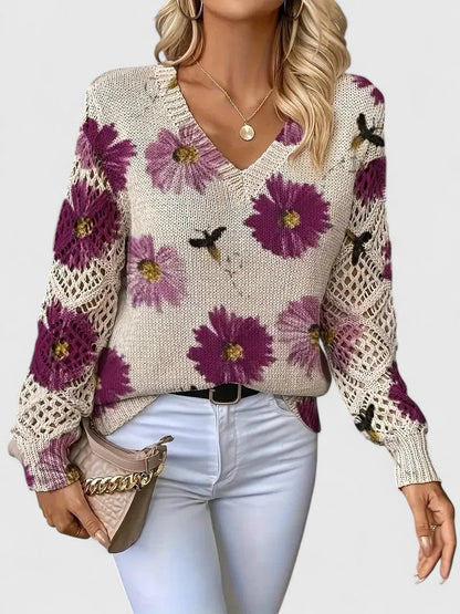 Kathleen | Floral Openwork Sweater
