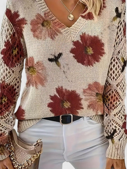 Kathleen | Floral Openwork Sweater