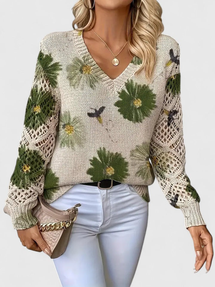 Kathleen | Floral Openwork Sweater