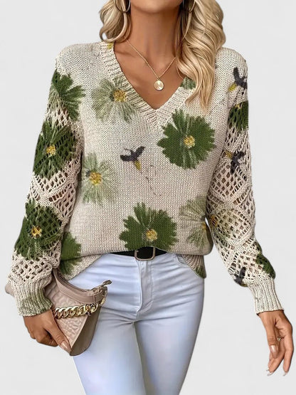 Kathleen | Floral Openwork Sweater