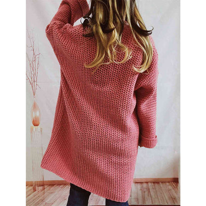 Chunky Knit Cardigan - Oversized Open Front Winter Sweater