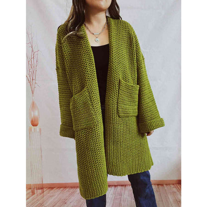 Chunky Knit Cardigan - Oversized Open Front Winter Sweater