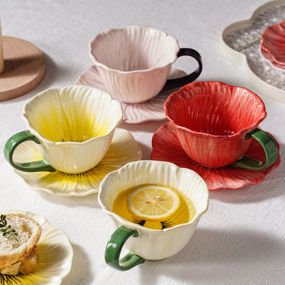 Poppy Flowers Tea Cup Set