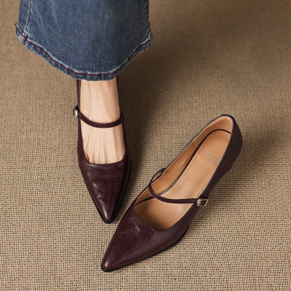 Breya Genuine Leather Heels