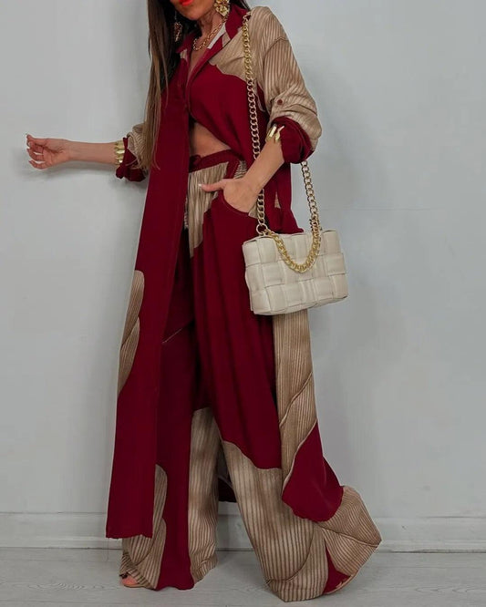 Trisha V-neck Patchwork Set