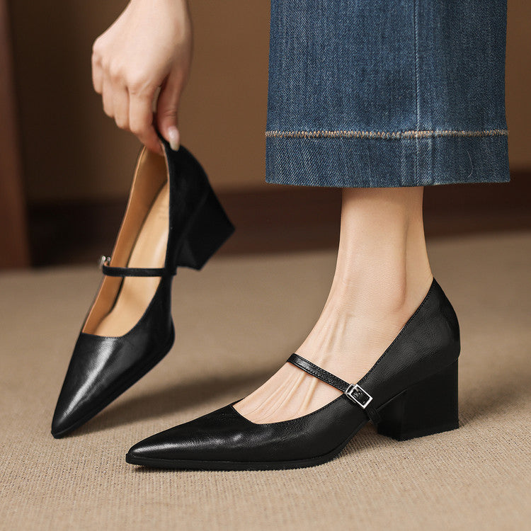 Breya Genuine Leather Heels