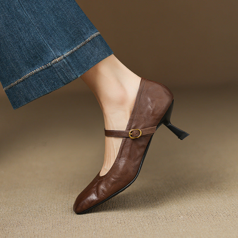 Lizel Genuine Leather Heels